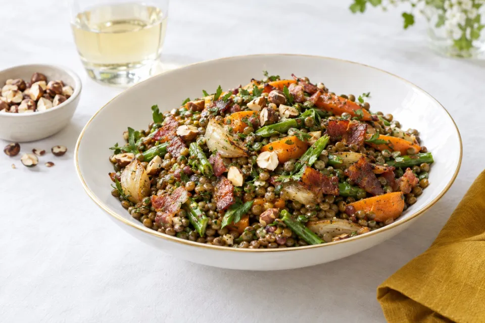 Green Lentil Salad with Hazelnut Vinaigrette