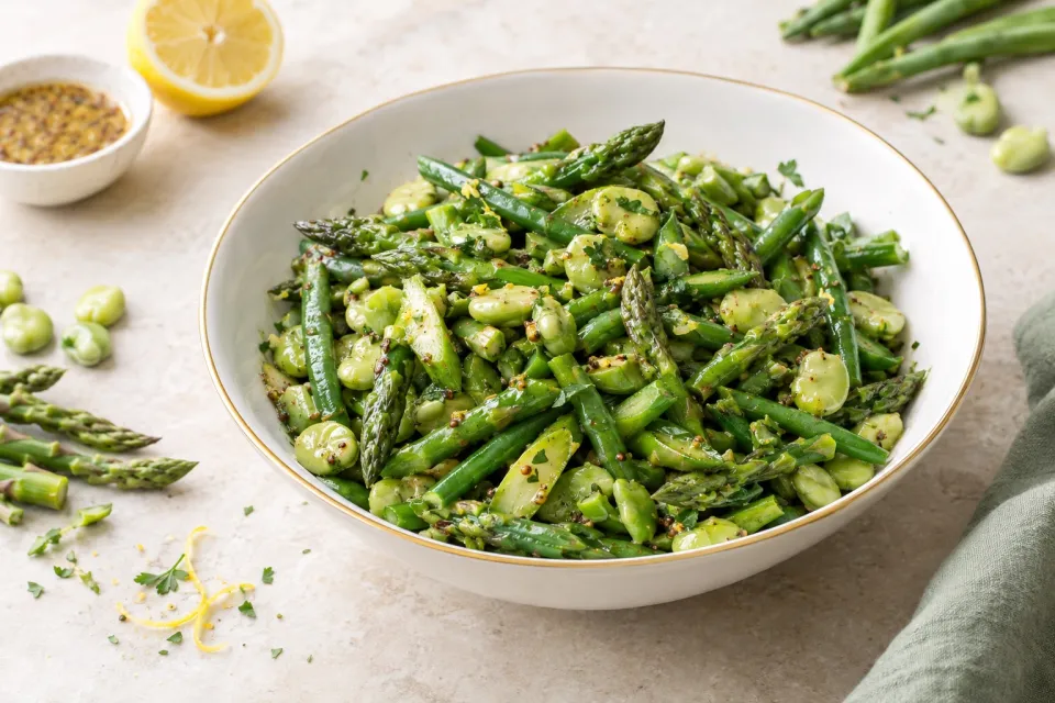 Fava Bean, Asparagus, and Green Bean Salad