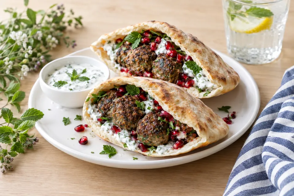 Lamb Meatballs with Yogurt and Pomegranate Seed Sauce