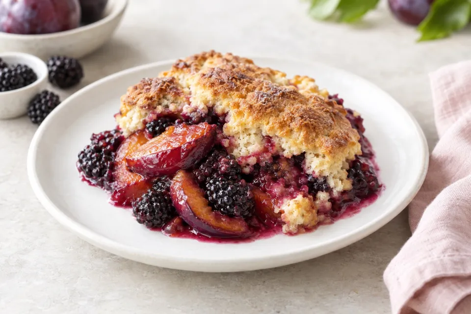 Plum-Blackberry Cobbler