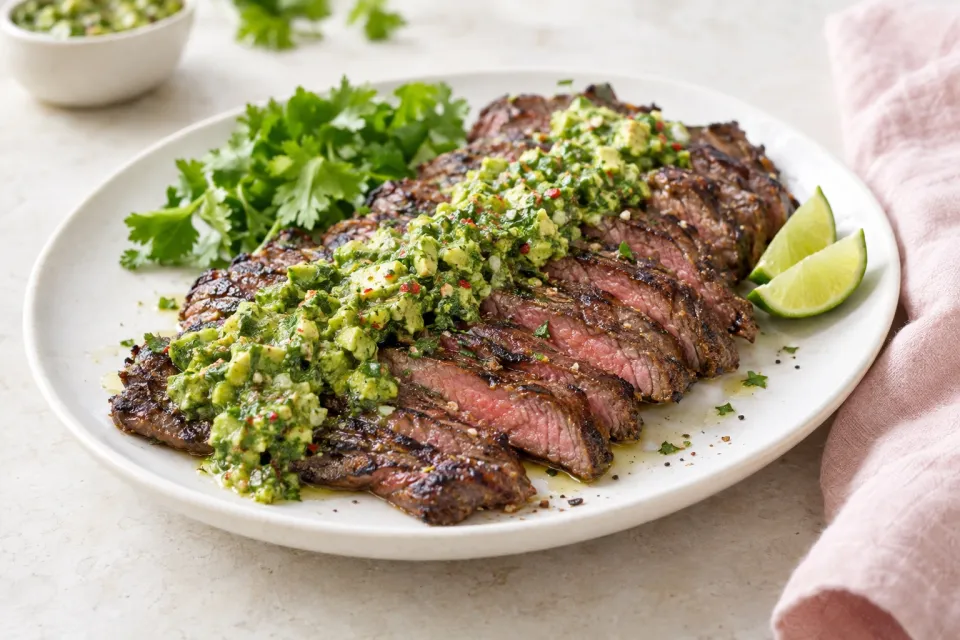 Skirt Steak with Avocado Chimichurri