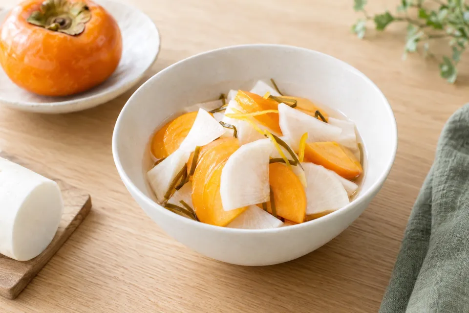 Quick-Pickled Persimmon and Daikon