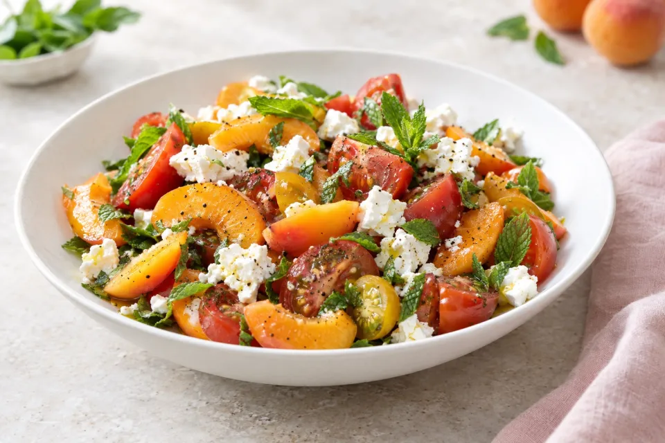 Tomato, Apricot, and Feta Salad with Mint