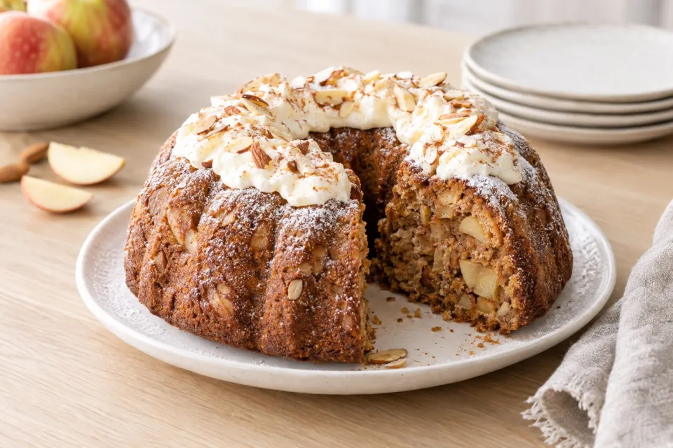 Cinnamon Apple Sour Cream Cake with Spelt