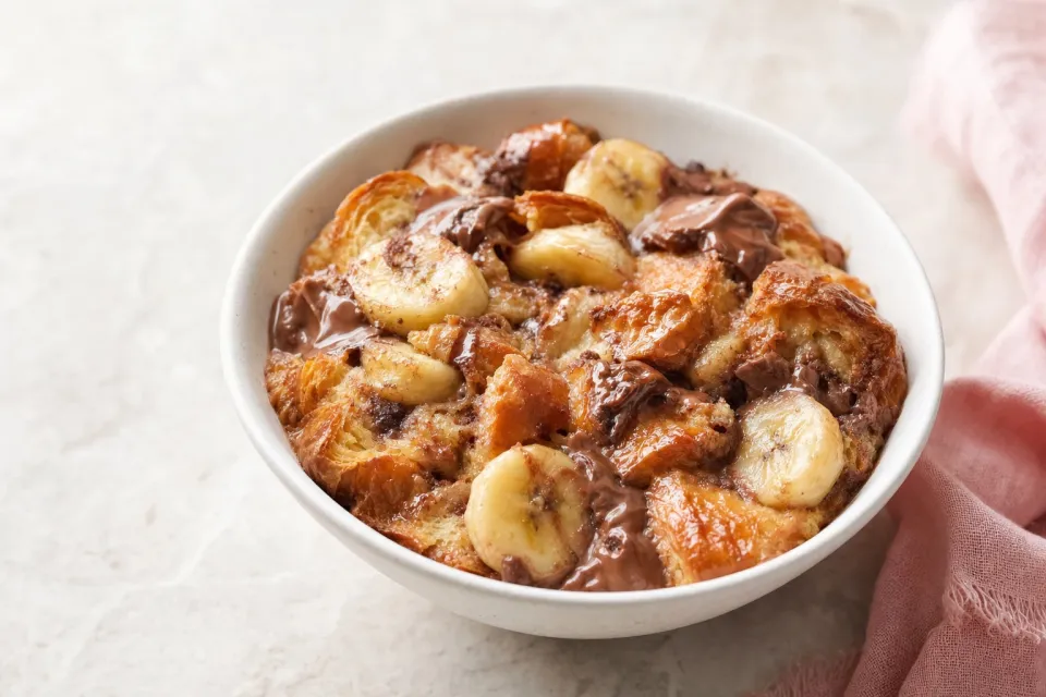 Nutella, Banana, and Croissant Pudding
