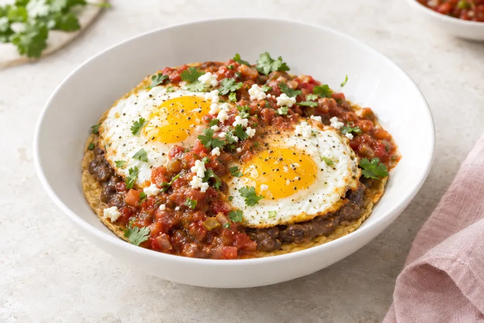 Quick and Easy Huevos Rancheros with Tomato-Chili Salsa
