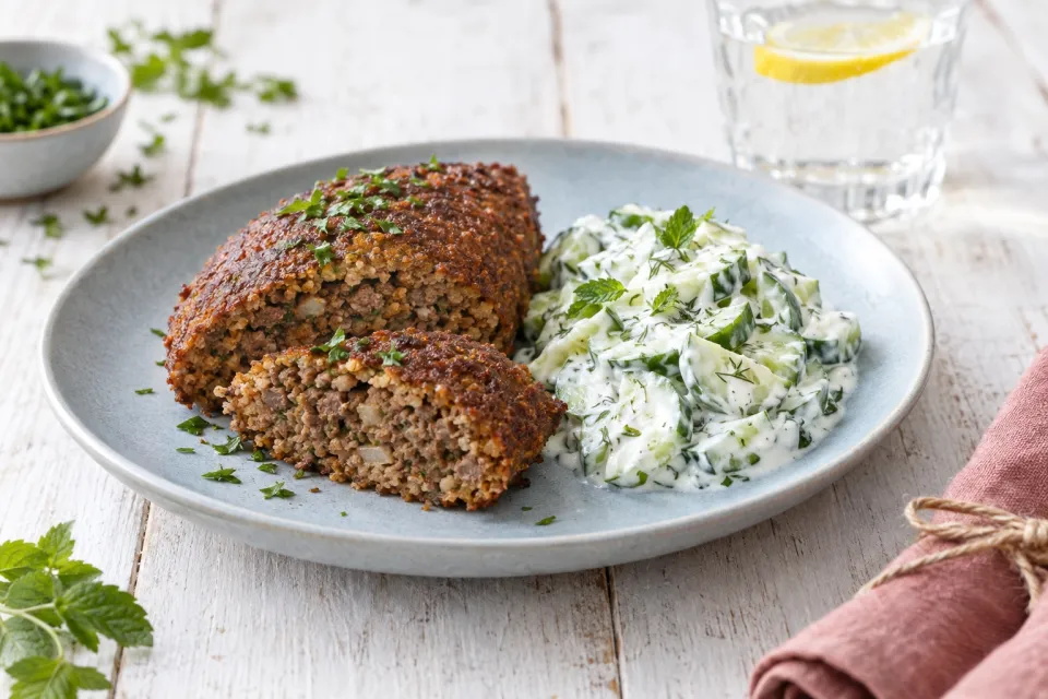 Kibbeh and Cucumber Salad