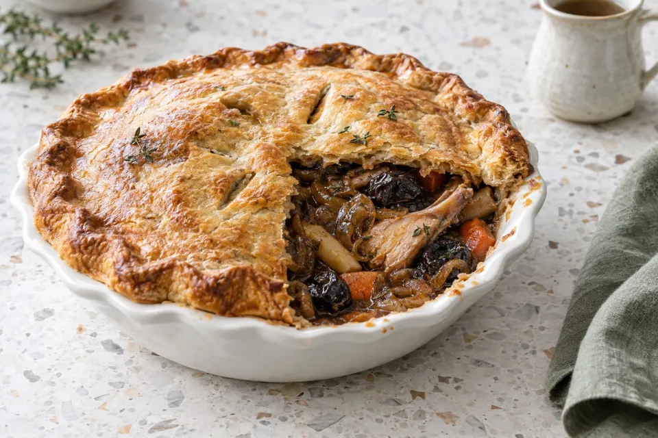 Rabbit, Prune, and Onion Pie