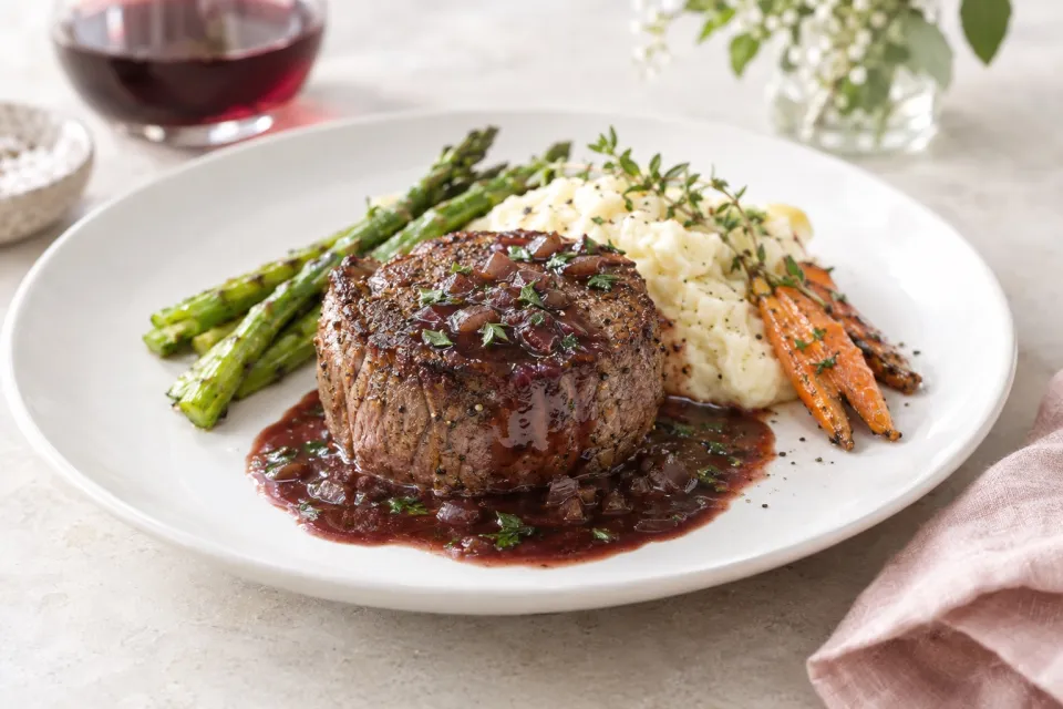 Filet Mignon with Red Wine Sauce