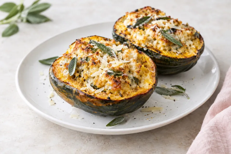 Acorn Squash with Asiago and Sage