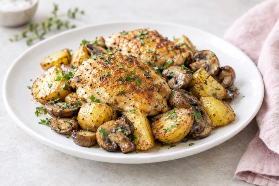 Skillet Chicken with Potatoes and Mushrooms
