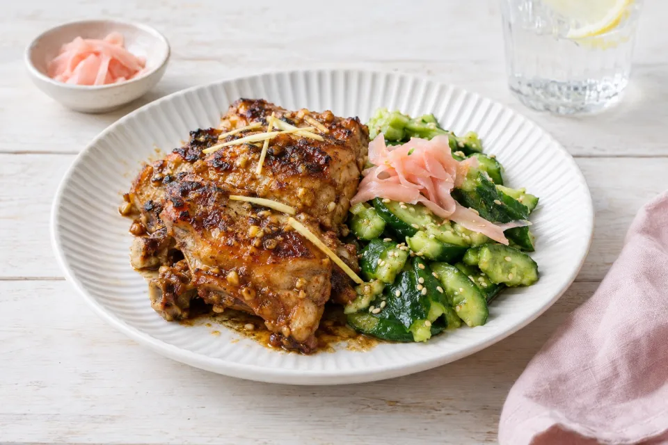 Japanese Ginger and Garlic Chicken with Smashed Cucumber