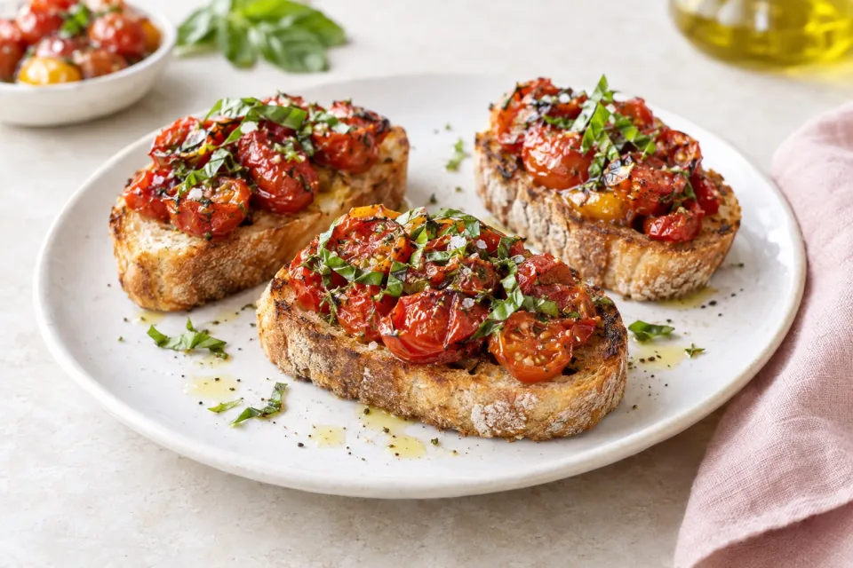 Oven-Roasted Tomato Bruschetta