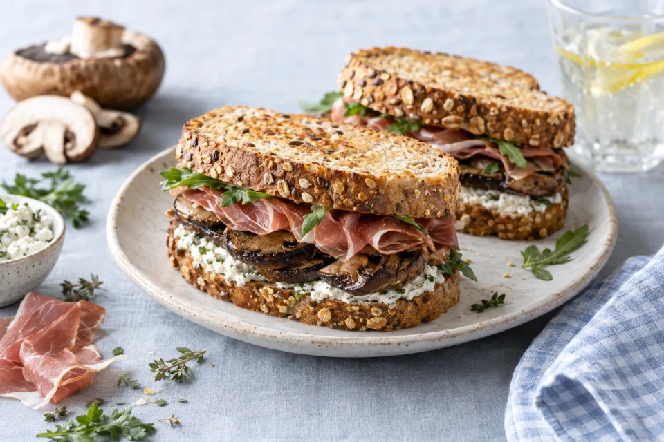 Portobello and Herbed Ricotta Sandwiches