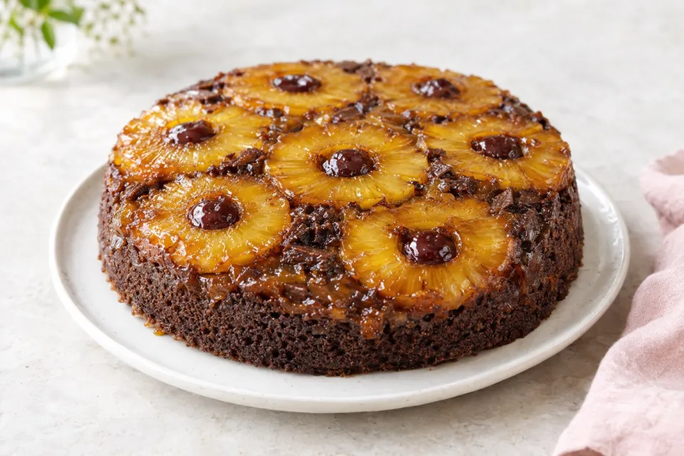 Chocolate-Stout Upside-Down Pineapple Cake