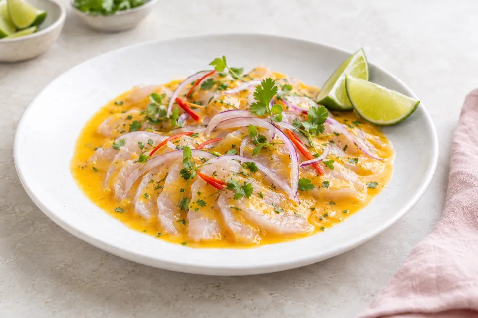 Peruvian Tiradito with Aji Amarillo and Lime