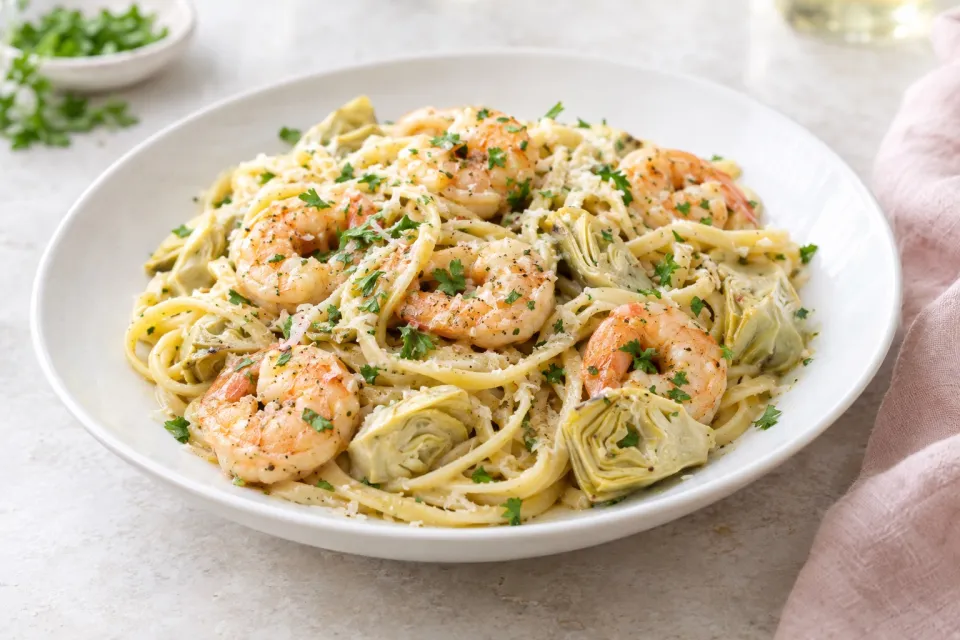 Shrimp and Artichoke Pasta
