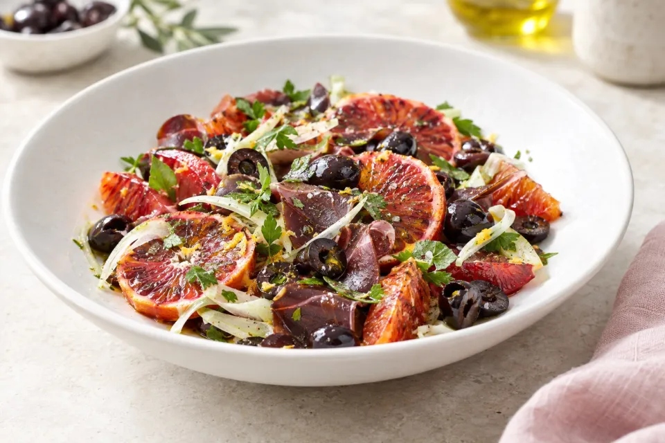 Blood Orange and Cured Black Olive Salad