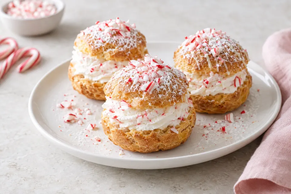 Candy Cane Cream Puffs