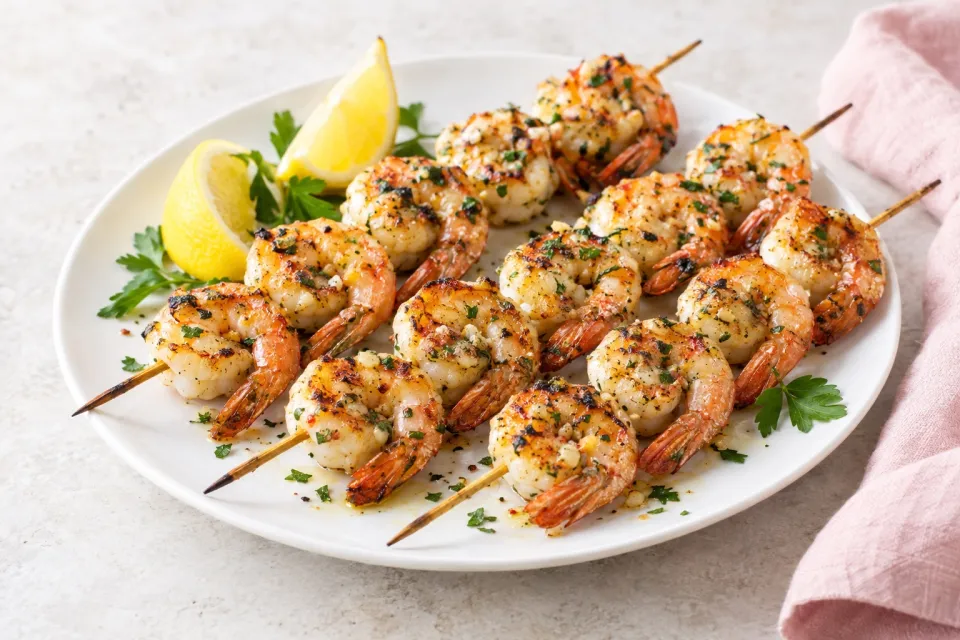 Grilled Garlic Shrimp Skewers