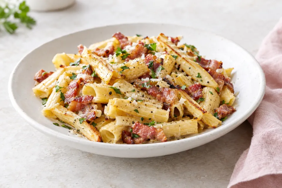 Pasta with Parsnips and Bacon