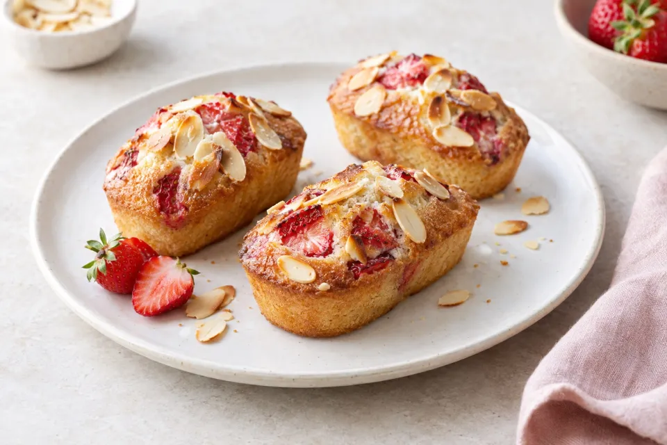 Toasted Almond and Strawberry Friands