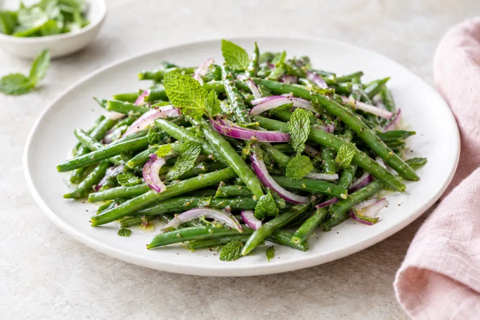 Green Beans with Mint and Red Onion