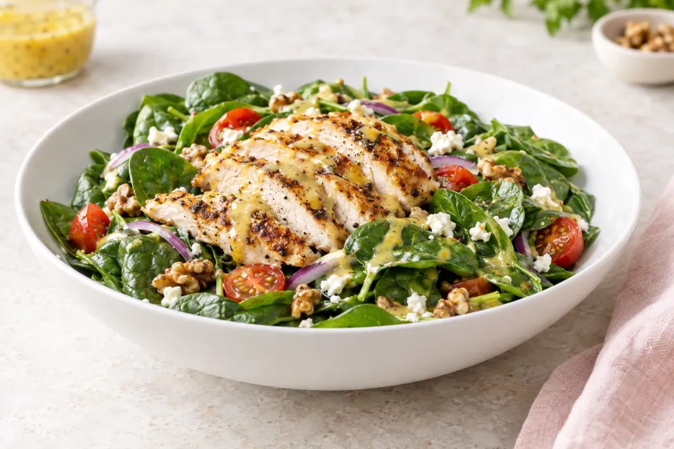 Grilled Chicken and Spinach Salad with Honey Mustard