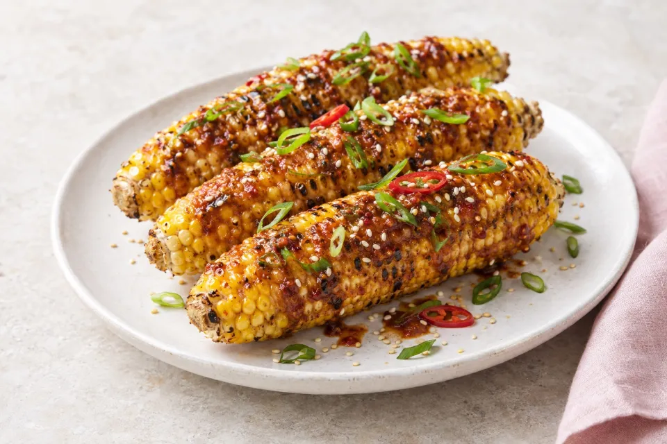 Grilled Corn with Spicy Korean Miso Sauce