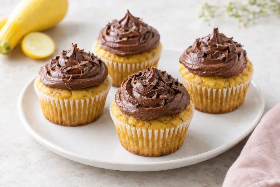 Yellow Squash Cupcakes with Chocolate Frosting