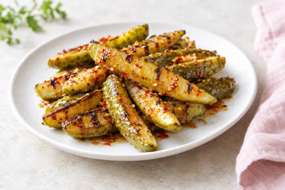 Sweet and Spicy Grilled Pickles