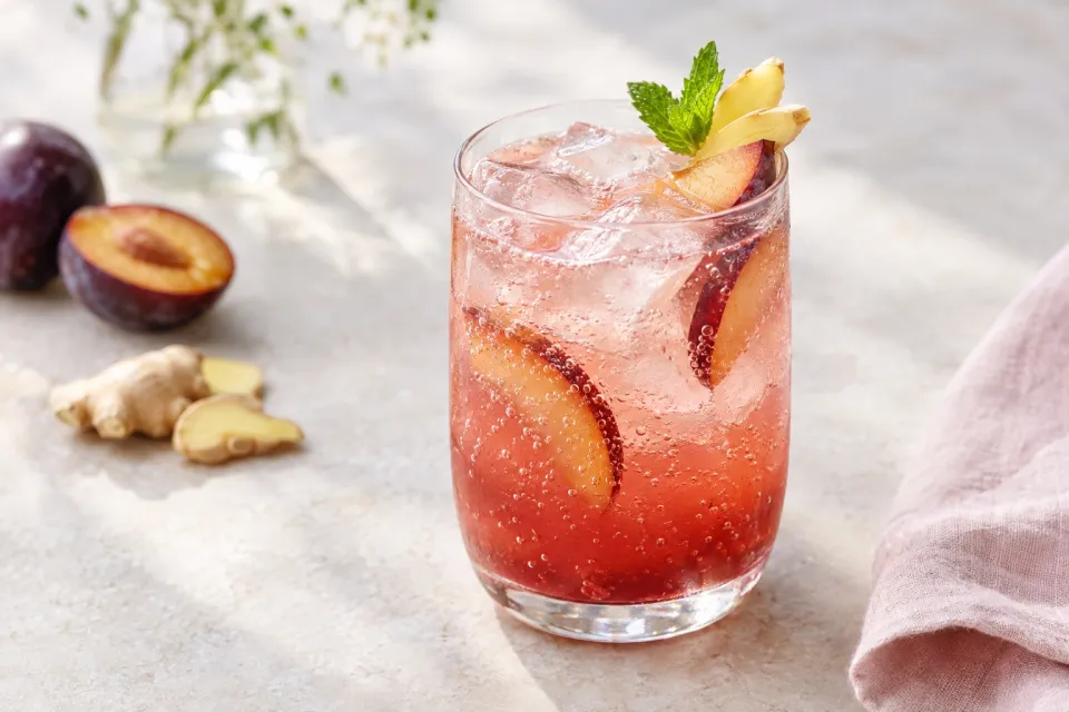Plum Shrub Ginger Soda