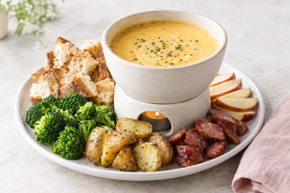 Irish Cheddar Fondue with Stout and Whiskey