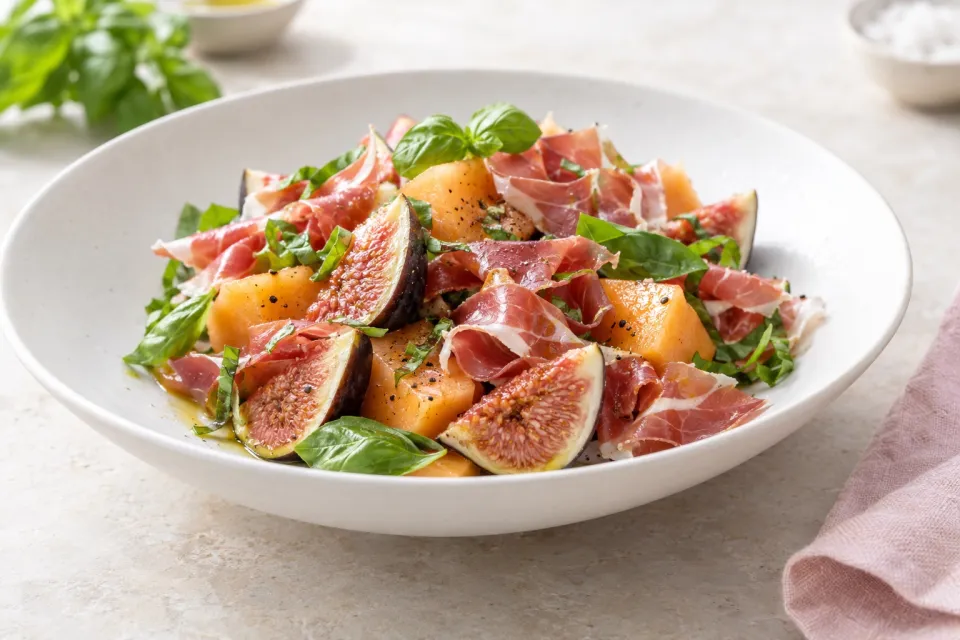 Fig, Melon, and Spanish Ham Salad with Basil