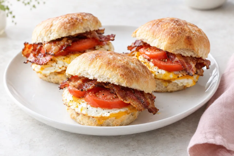 Tomato and Bacon Breakfast Sandwiches