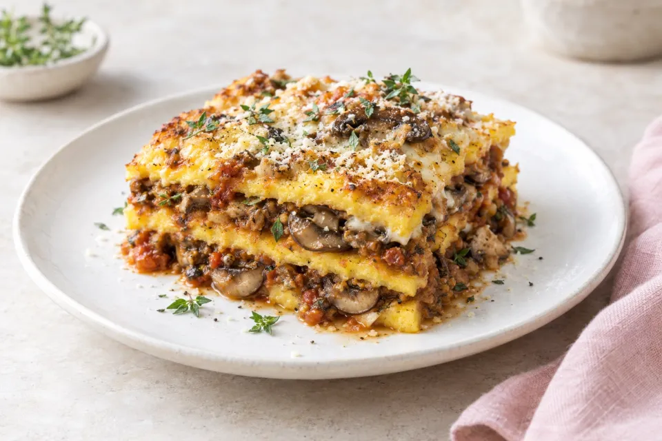 Polenta Lasagna with Mushroom Ragù