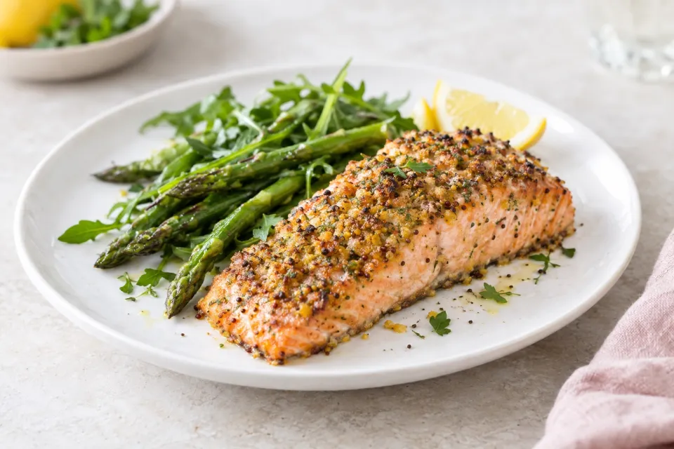 Easy Crunchy Mustard-Baked Salmon