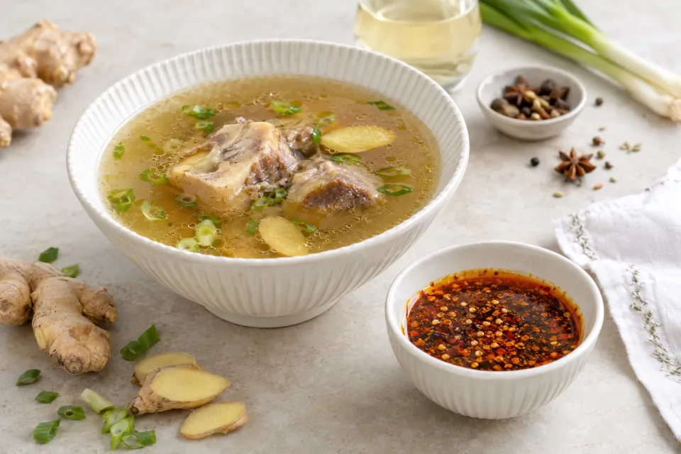 Bone Broth and Dipping Sauce
