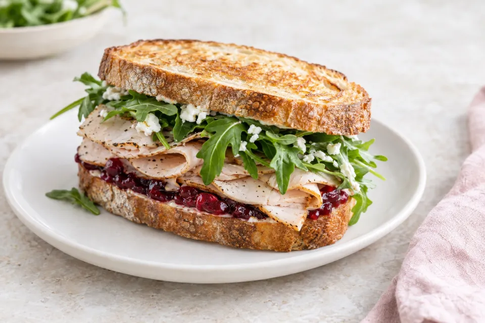 Toasted Turkey Cranberry Arugula Sandwich