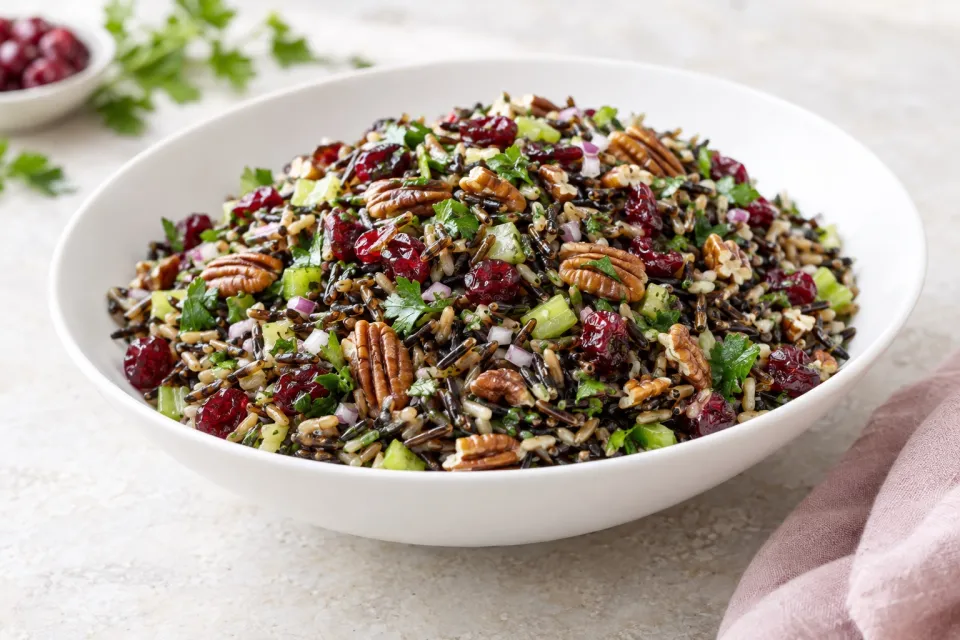 Wild Rice Salad with Cranberries and Pecans