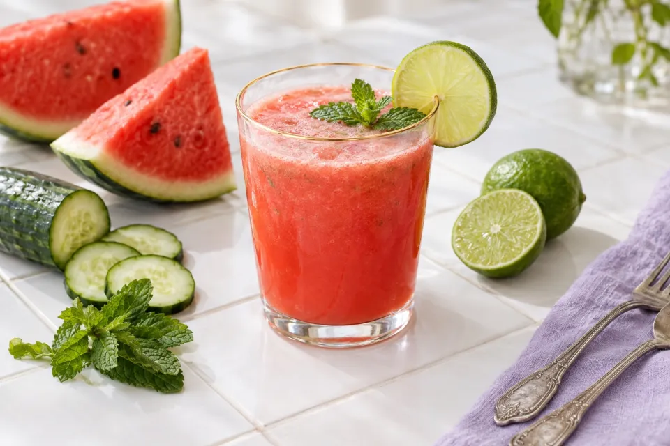 Fresh Watermelon and Cucumber Juice