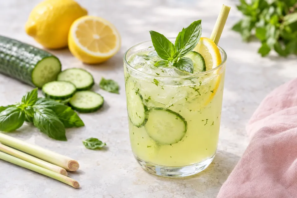 Cucumber-Basil Lemonade with Lemongrass