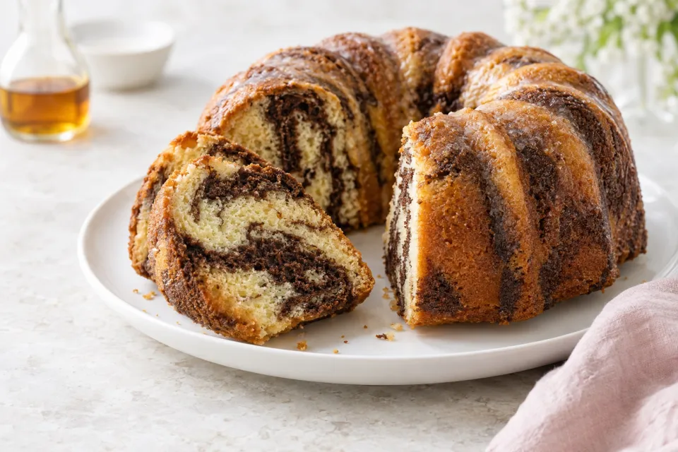 Rum-Scented Marble Cake