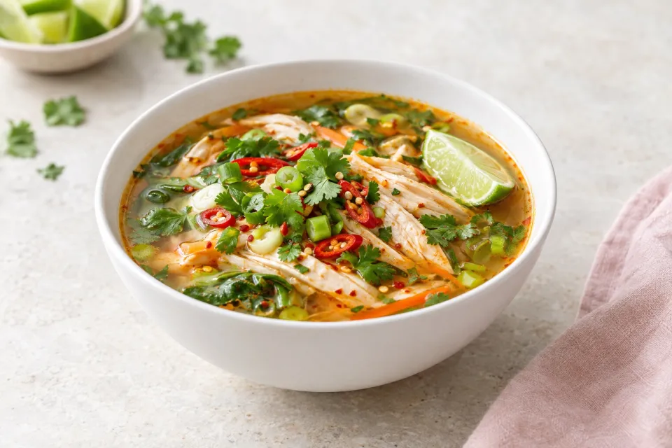 Quick Asian Chili-Lime Chicken Soup