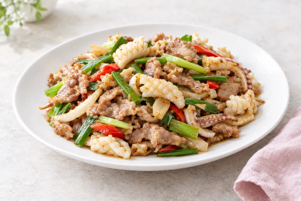 Hakka-Style Stir-Fry with Pork and Squid
