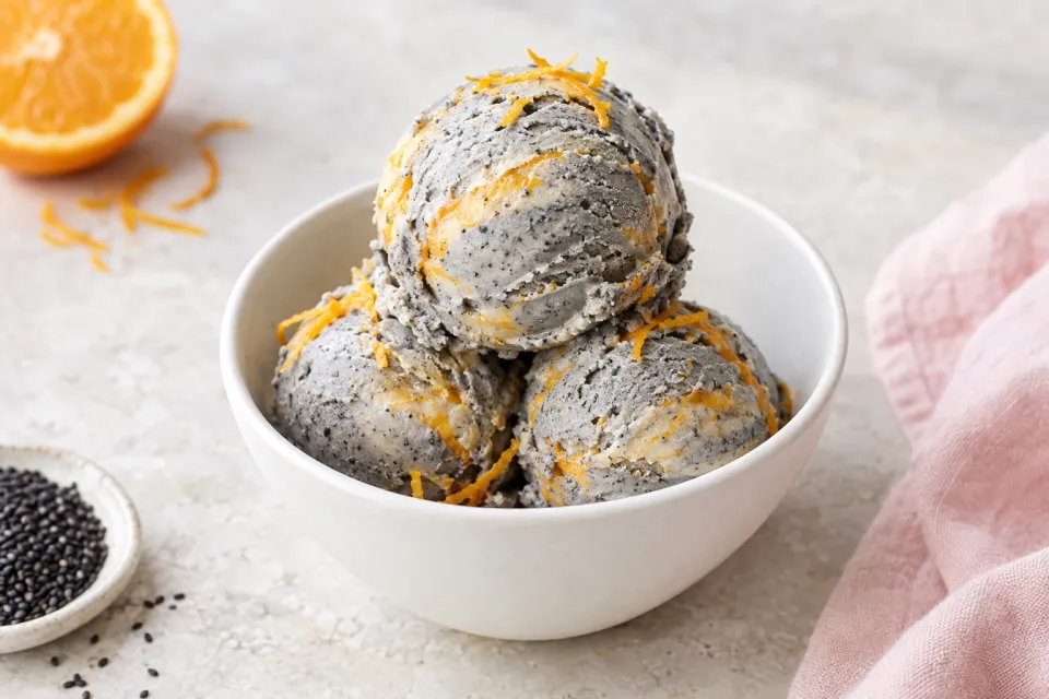 Black Sesame and Orange Ice Cream