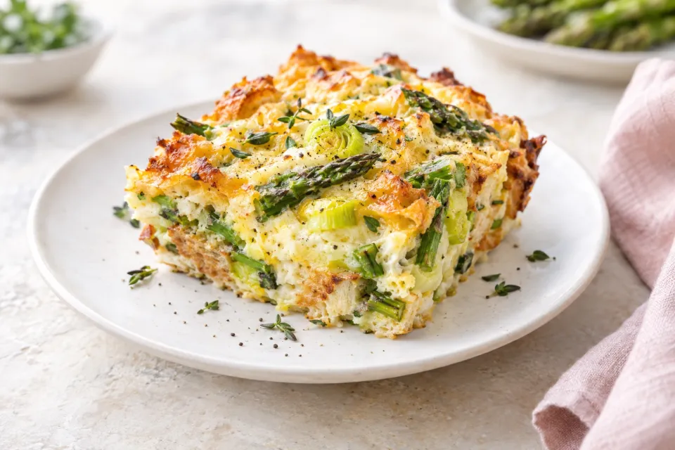 Breakfast Casserole with Leeks and Asparagus