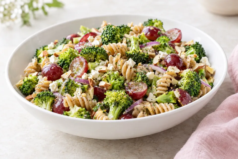 Lighter Broccoli, Grape and Pasta Salad