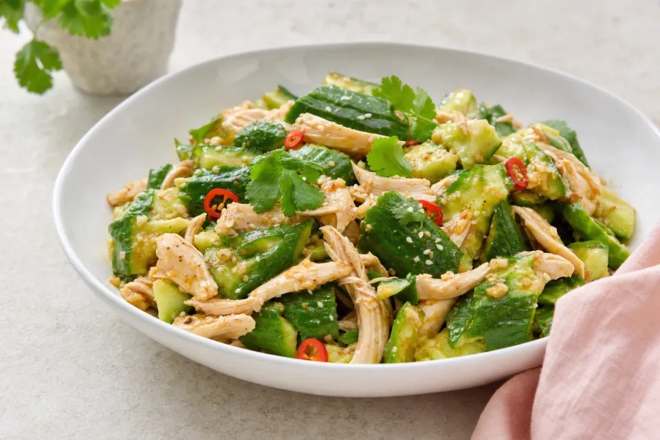 Chinese Smashed Cucumber Chicken Salad