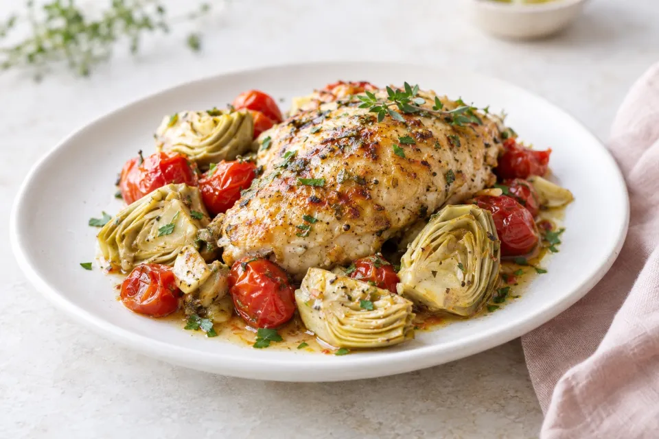 Baked Chicken with Artichokes and Tomatoes
